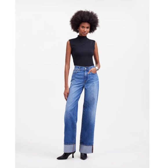 Madewell Funnel Neck TEE Black XXS Cropped Muscle Tee Tank Stretch NWT - Picture 5 of 12